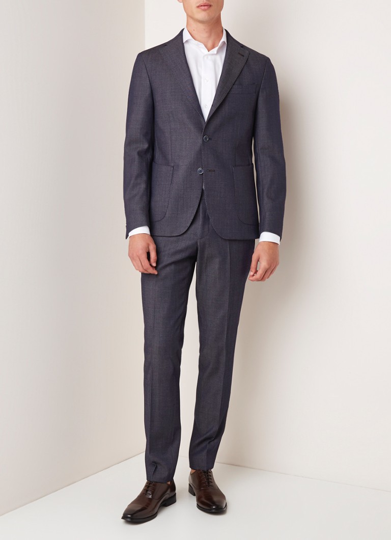 Van Gils - Elwyn slim fit pak van scheerwol - Donkerblauw