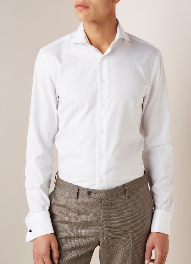 Van Gils - Ext slim fit overhemd met wide spread-kraag - Wit