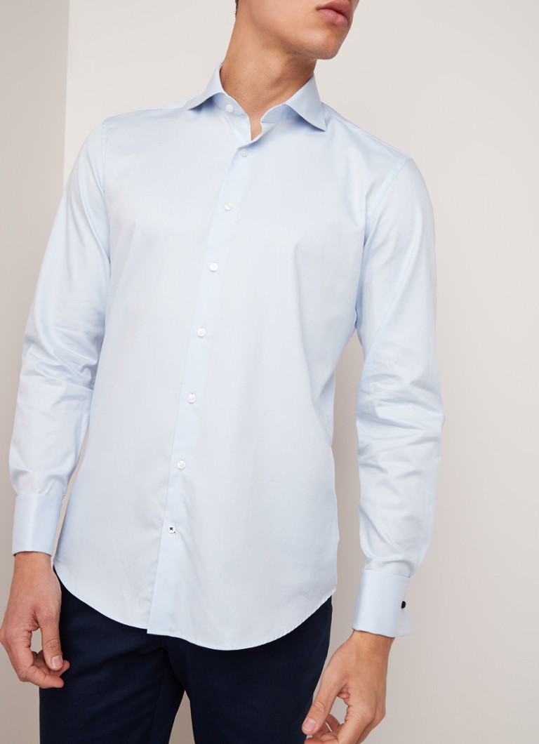 Van Gils - Ext slim fit overhemd met wide spread-kraag - Lichtblauw