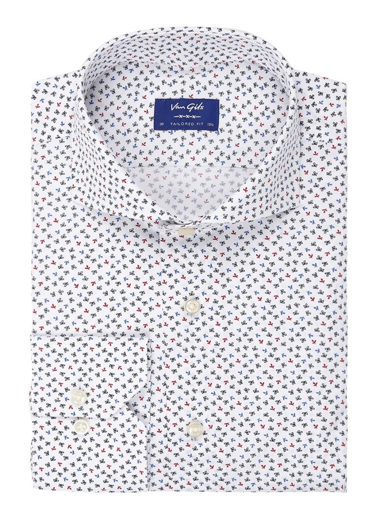 Reden vandaag Zo veel Van Gils Tailored fit overhemd met print • Wit • de Bijenkorf