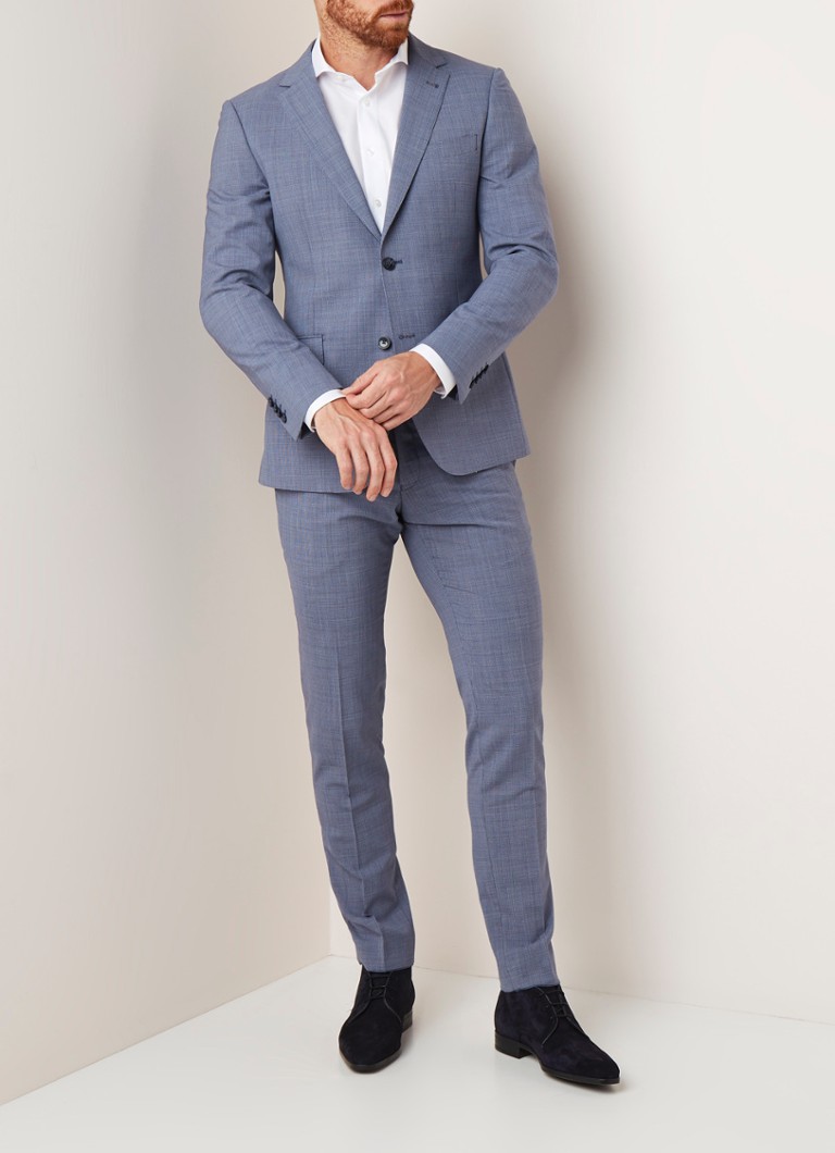 Van Gils - Zayn slim fit pak van wol  - Middenblauw