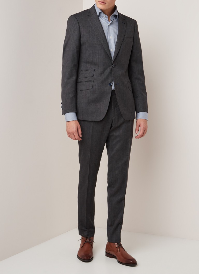 Van Gils - Zenar slim fit pak van wol - Donkergrijs