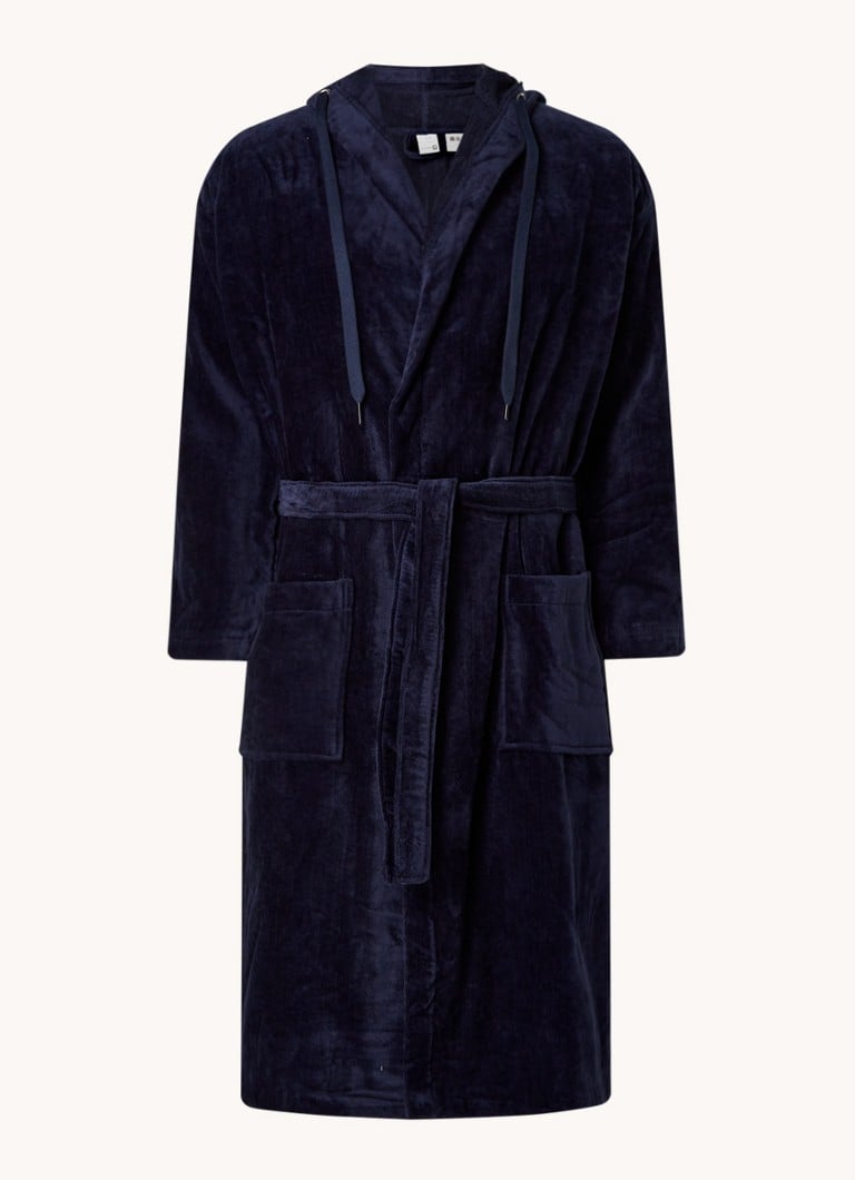 Vandyck - Rio badjas van katoenvelours met capuchon - unisex - Donkerblauw