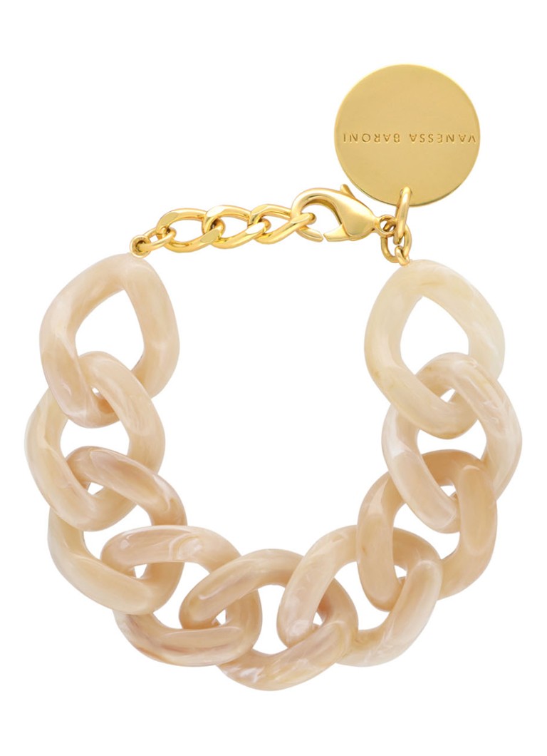 Vanessa Baroni - Flat Chain Bracelet pearl marble - Geel
