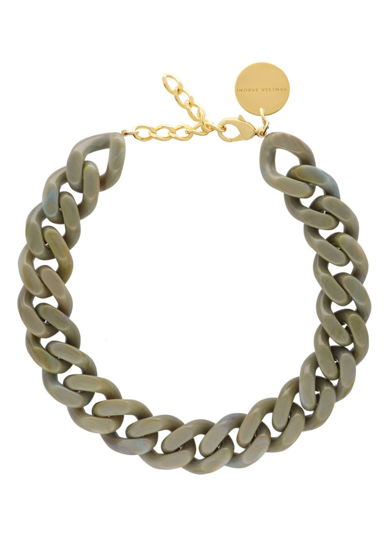 Vanessa Baroni - Flat Chain schakelketting  - Olijfgroen