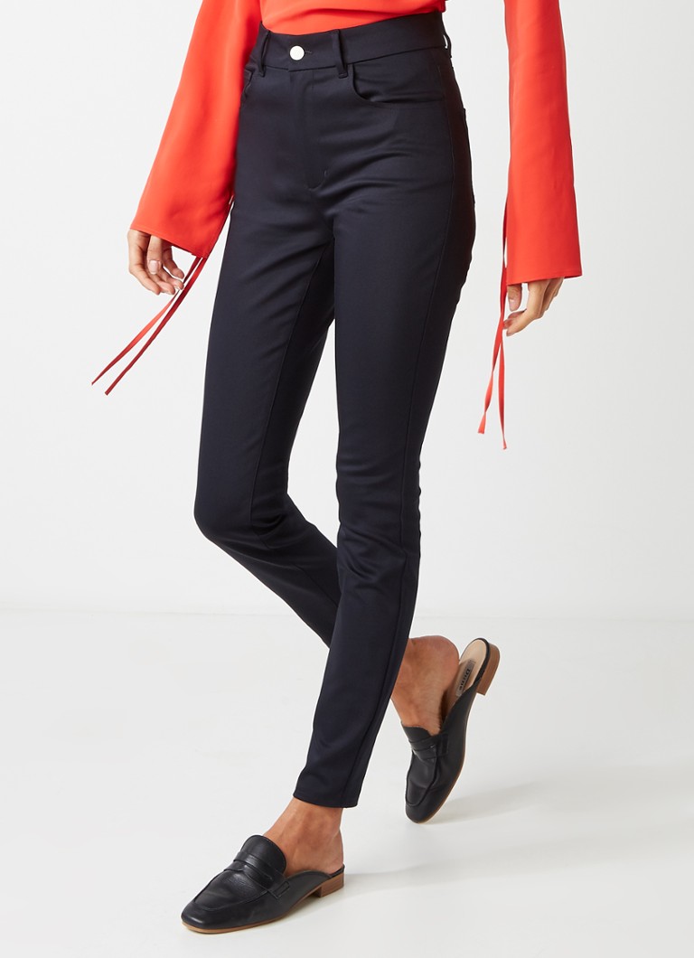 Vanilia - High waist slim fit broek met stretch - Donkerblauw