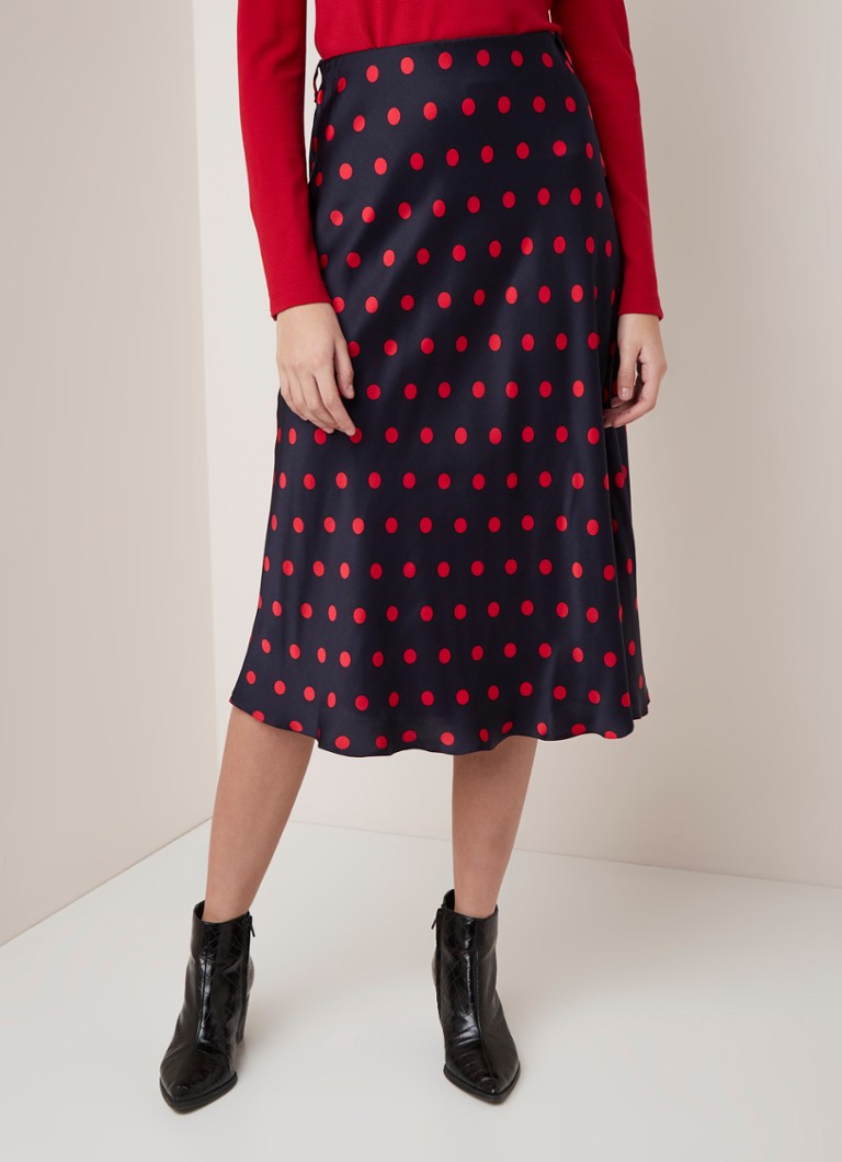 Vanilia - Midirok met stippendessin en glanzende finish - Zwart