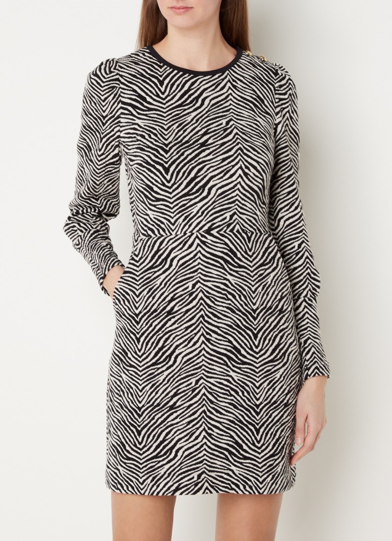 Vanilia Mini jurk van zebraprint en steekzakken Zwart • de Bijenkorf