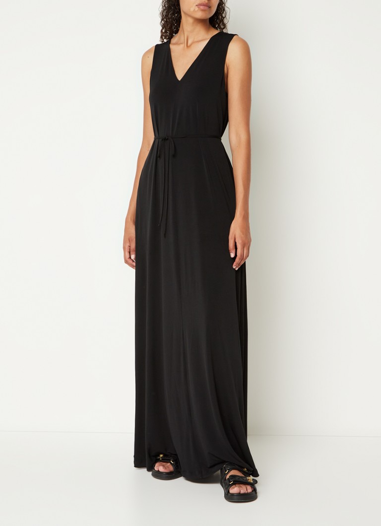 Vanilia Mouwloze maxi jurk met strikceintuur en steekzakken • Zwart • de Bijenkorf Vanilia Mouwloze maxi jurk met strikceintuur en steekzakken • Zwart • de Bijenkorf