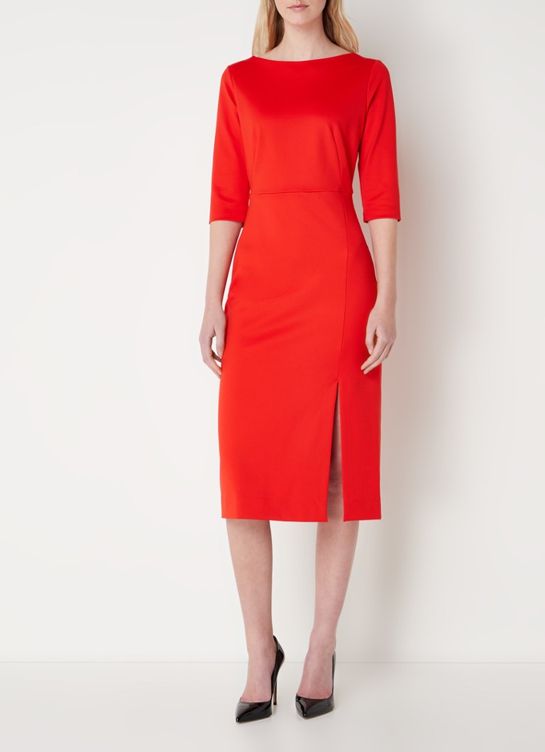 Vanilia Punto midi jurk met split • Rood • Bijenkorf