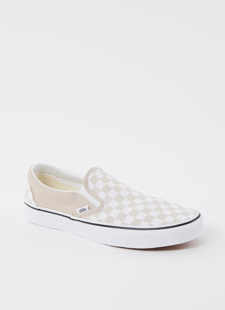 VANS Classic slipon van canvas met ruitdessin • Gebroken wit • de