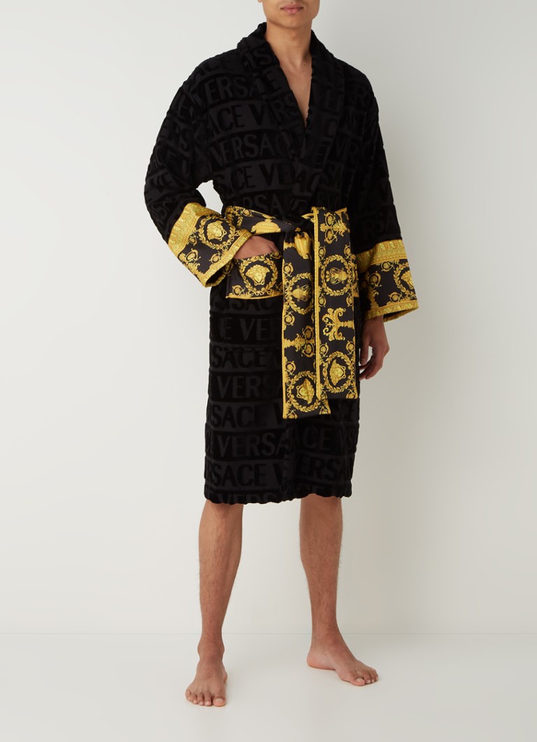 Winst kloon Bijdrage Versace Badjas met logoprint en steekzakken • Zwart • de Bijenkorf