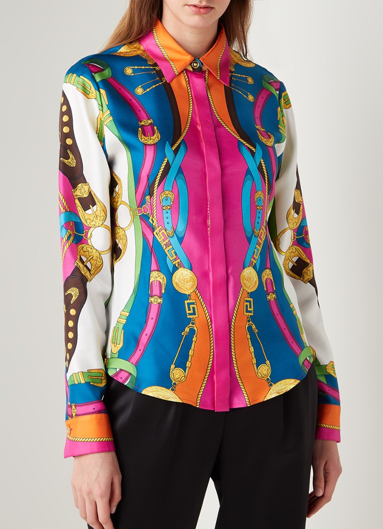 ga werken geest golf Versace Camicie blouse van zijde met print • Multicolor • de Bijenkorf