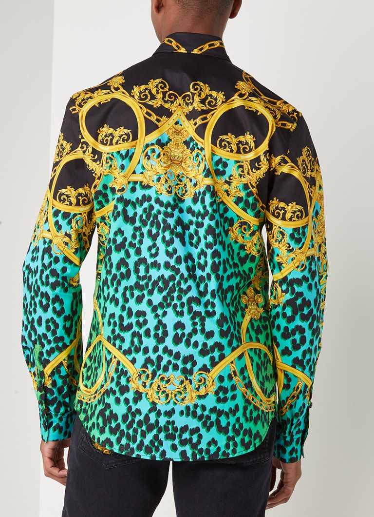 Altijd Stijg Zuinig Versace Jeans Couture Slim fit overhemd met barok luipaard print • Mint •  de Bijenkorf