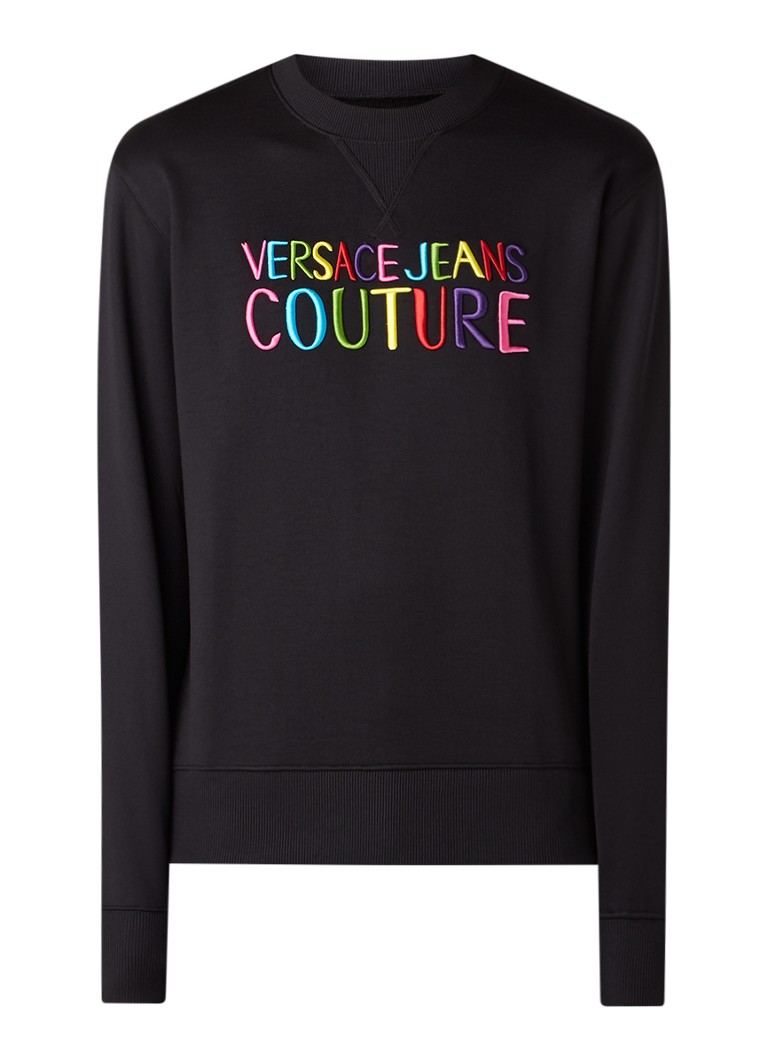 afbreken Giftig condensor Versace Jeans Couture Sweater met regenboog logoborduring • Zwart • de  Bijenkorf