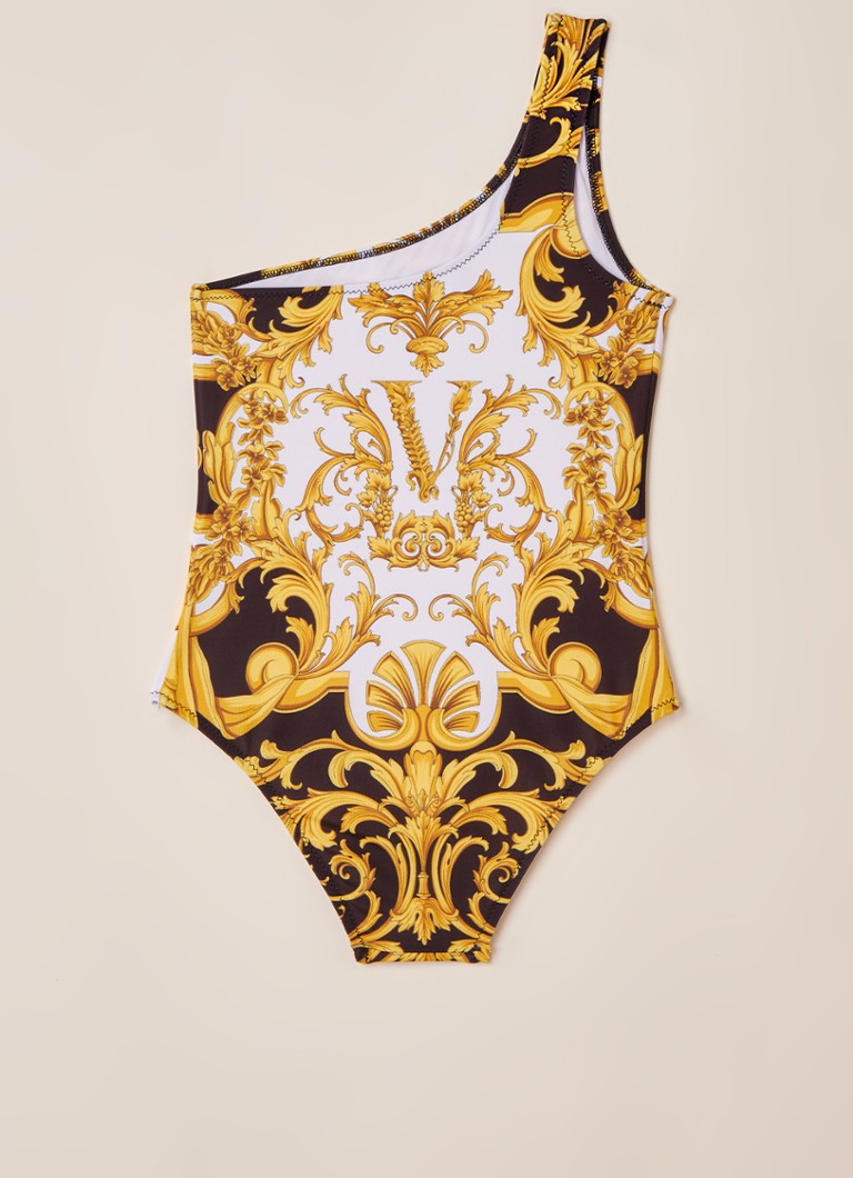 Onderling verbinden Stadium Specificiteit Versace One shoulder zwempak met barokprint • Wit • de Bijenkorf