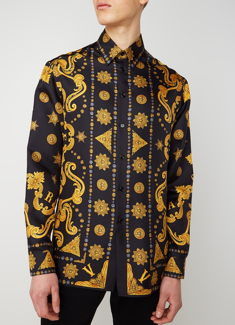 Minder Afleiden triatlon Versace Regular fit overhemd van zijde met barokprint • Zwart • de Bijenkorf