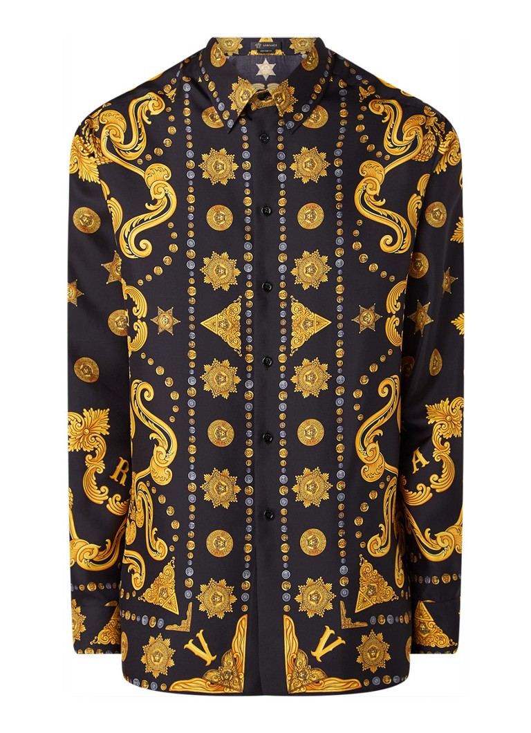 Bonus Vermindering schandaal Versace Regular fit overhemd van zijde met barokprint • Zwart • de Bijenkorf