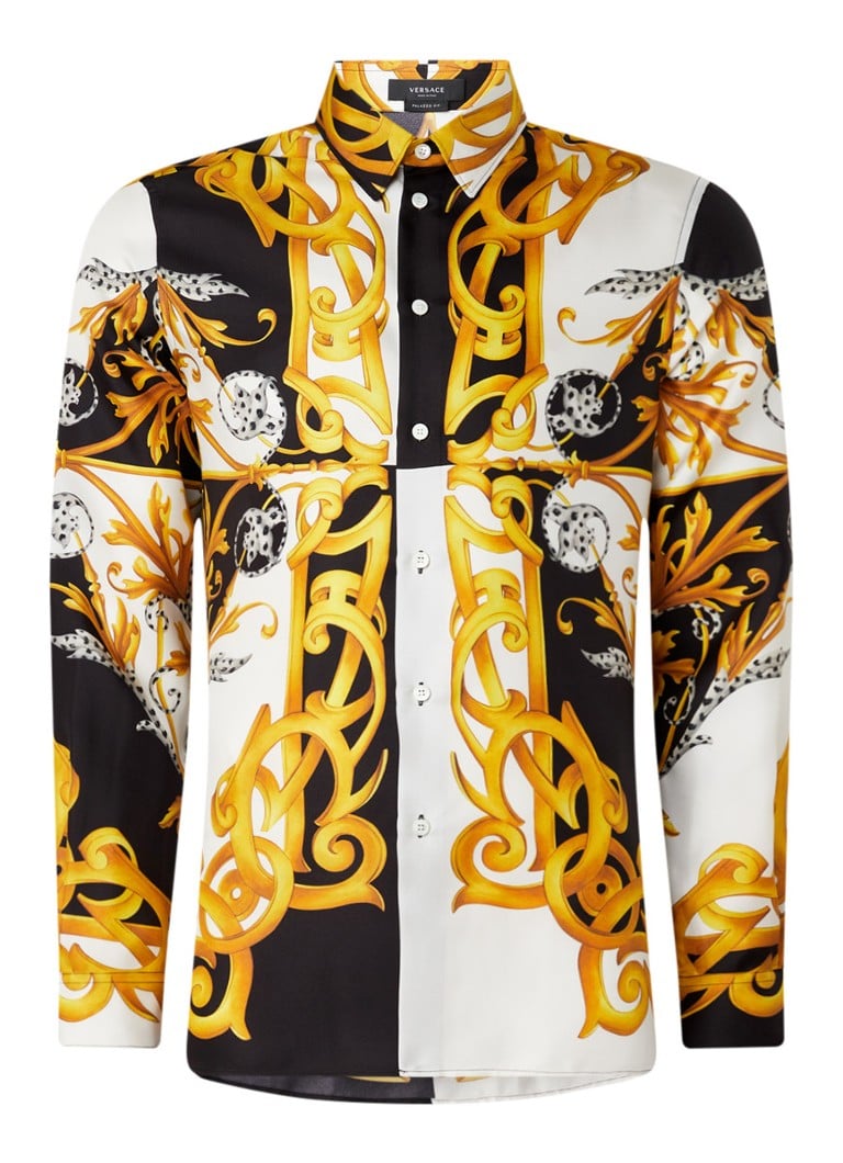 Voetzool Ham rechter Versace Regular fit overhemd van zijde met barokprint • Zwart • de Bijenkorf