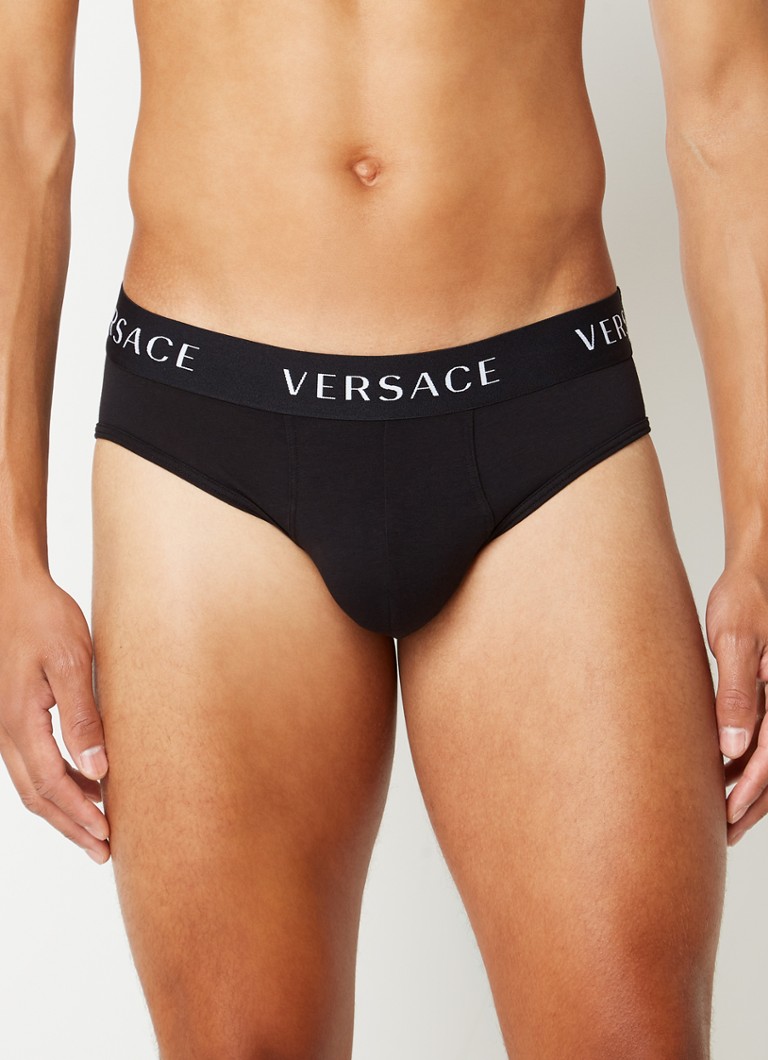Versace - Slip met logoband - Zwart