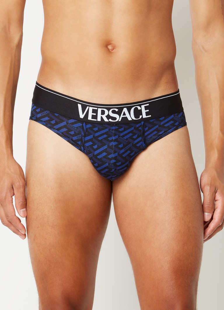 Versace - Slip met logoprint - Blauw