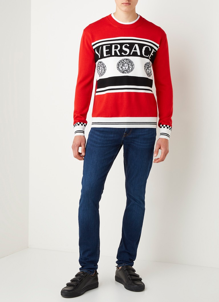 poort stropdas Schipbreuk Versace Trui van wol met ingebreid logo • Rood • de Bijenkorf