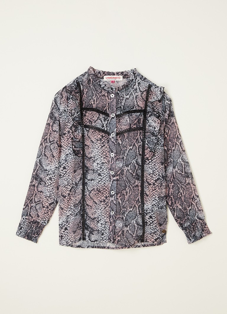 Vingino - Lirelle blouse met dierenprint en ruches - Roze