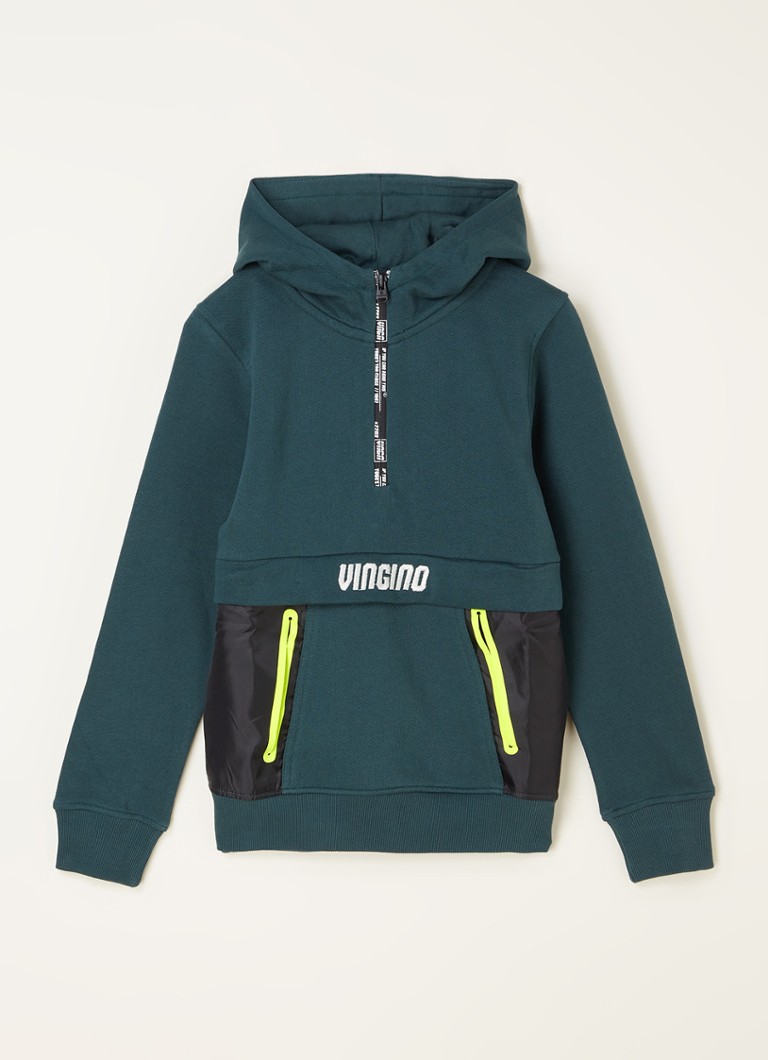 Vingino - Nair hoodie met logoborduring en halve rits - Groen