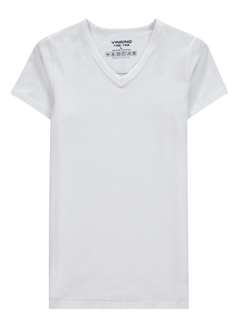vieren Goederen Kaal Vingino T-shirt in katoenblend met V-hals • Wit • de Bijenkorf