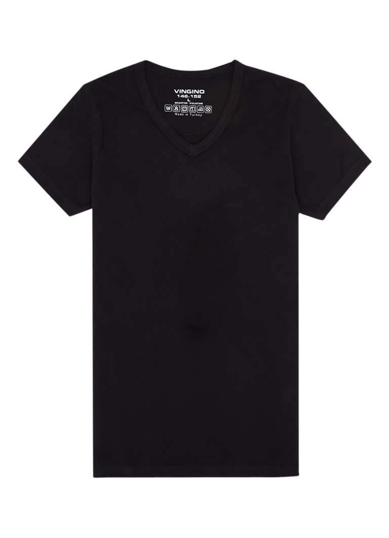 Vingino - T-shirt in katoenblend met V-hals - Zwart