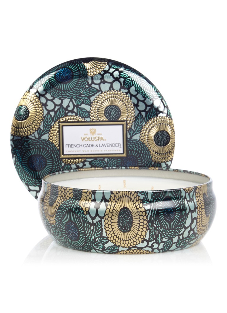 Voluspa Japonica French Cade & Lavender geurkaars 14 cm • Donkerblauw