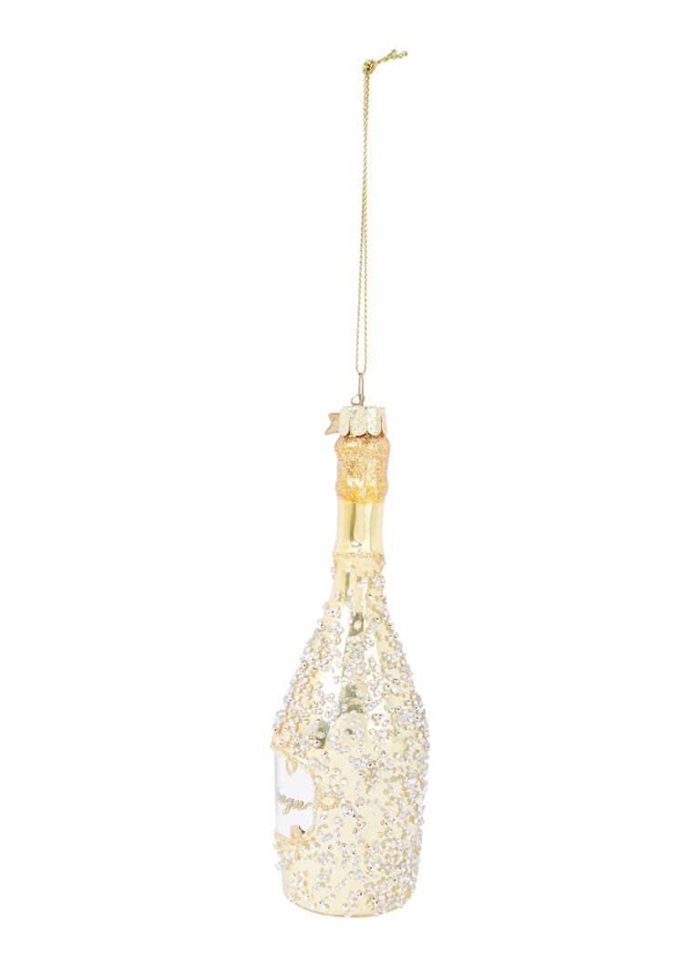 Vondels - Champagne Bottle Diamonds kersthanger 16 cm - Goud