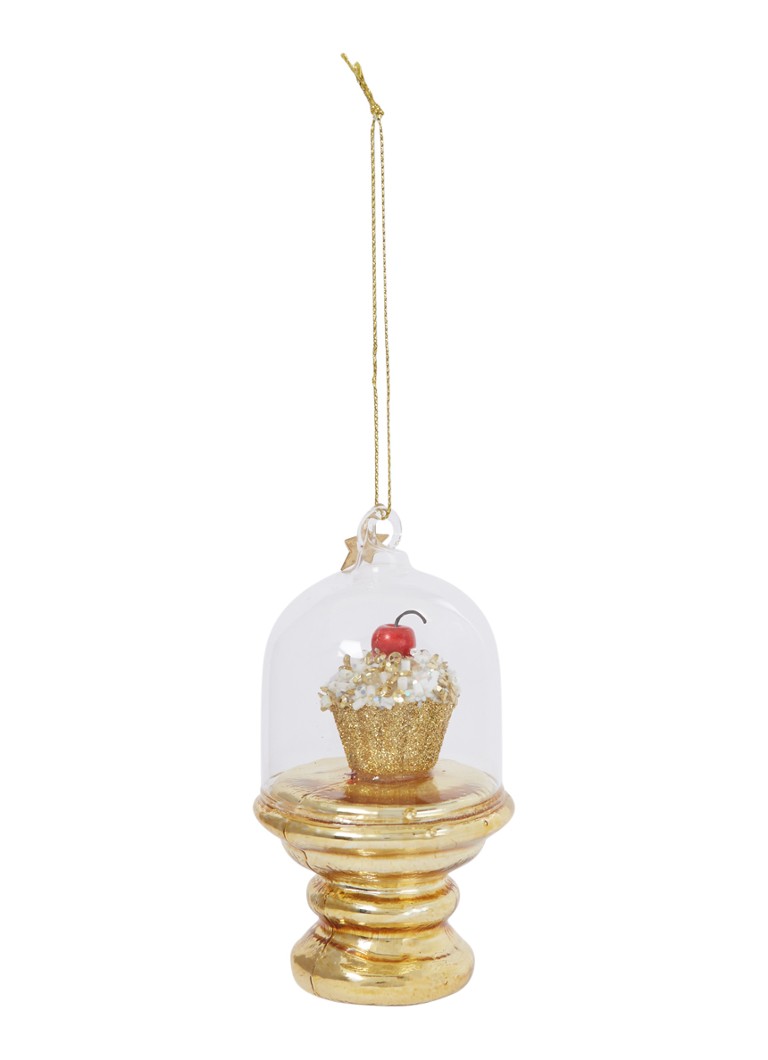 Vondels - Cupcake In Dome kersthanger 11 cm - Goud