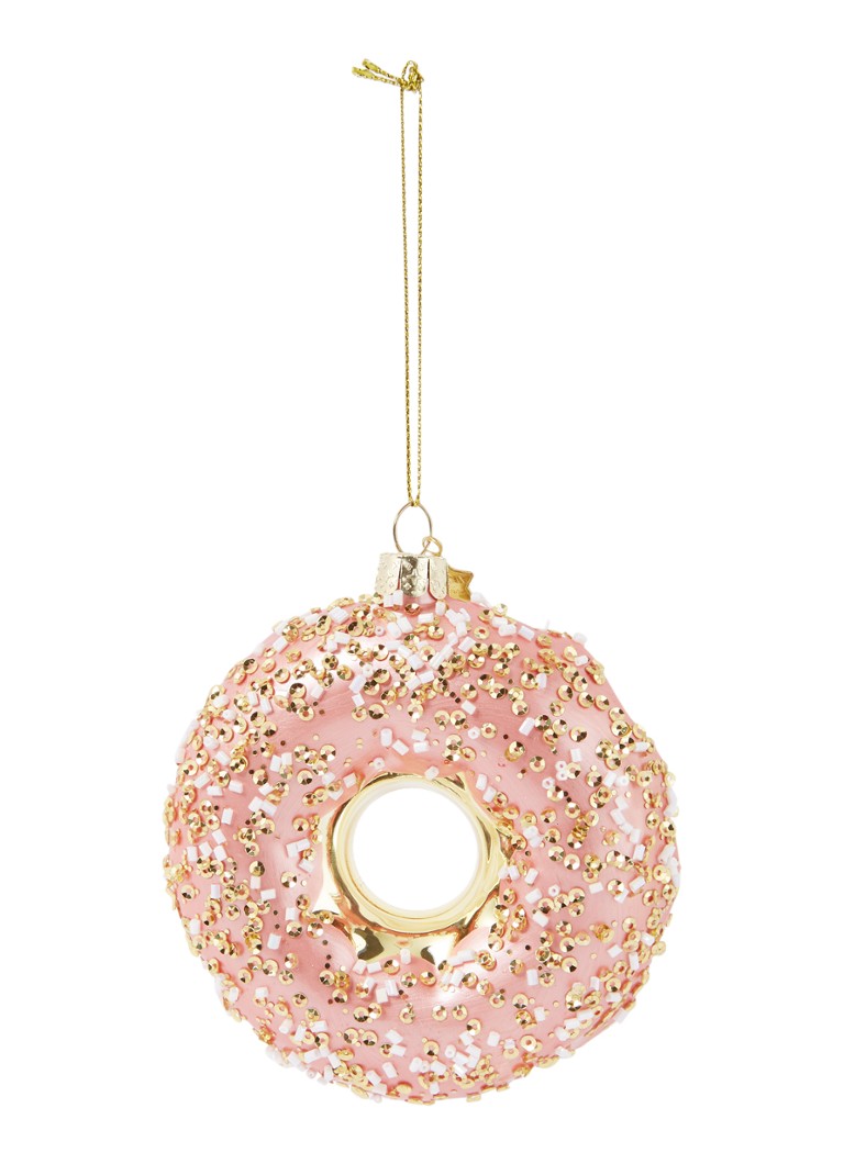 Vondels - Donut kersthanger 11 cm - Lichtroze