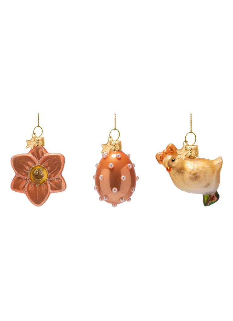 Vondels - Easter decoratiehangers 6 cm set van 3 - Roségoud