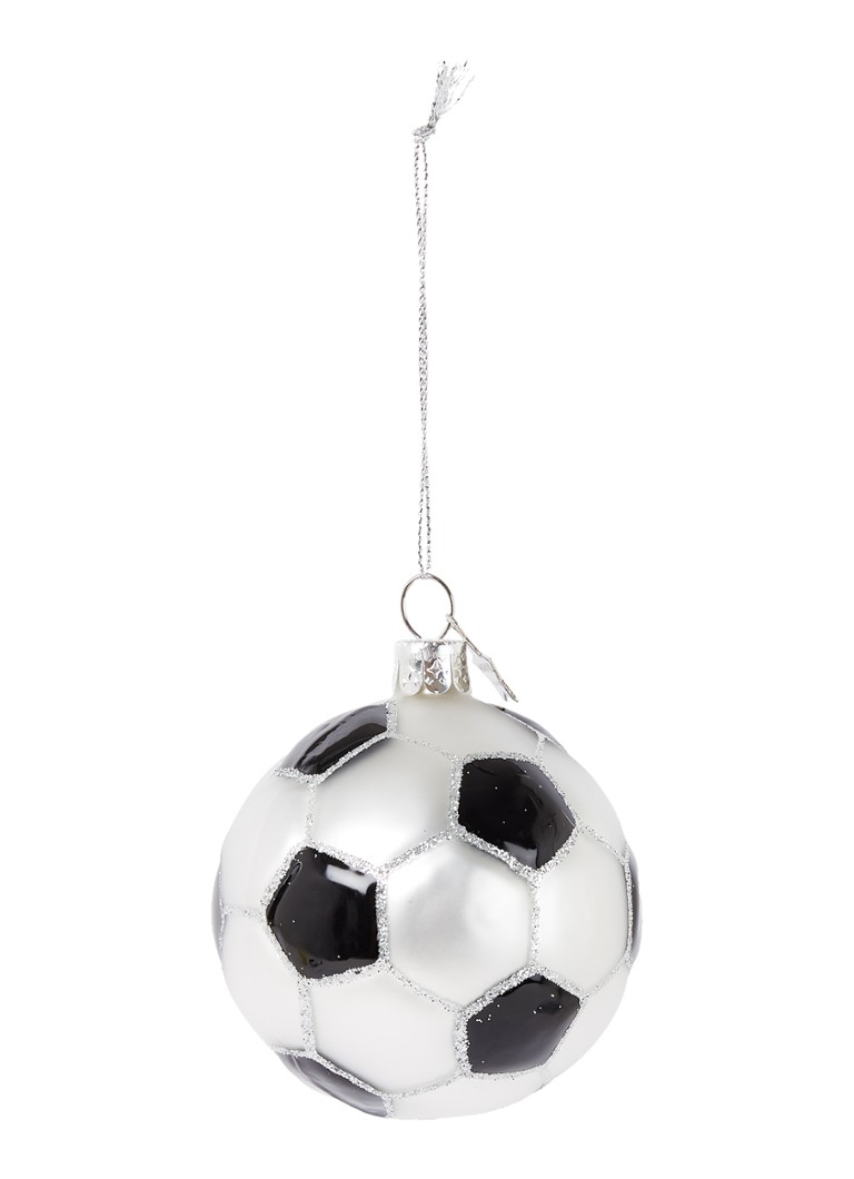 Vondels - Glitter Football kersthanger 7 cm - Zilver