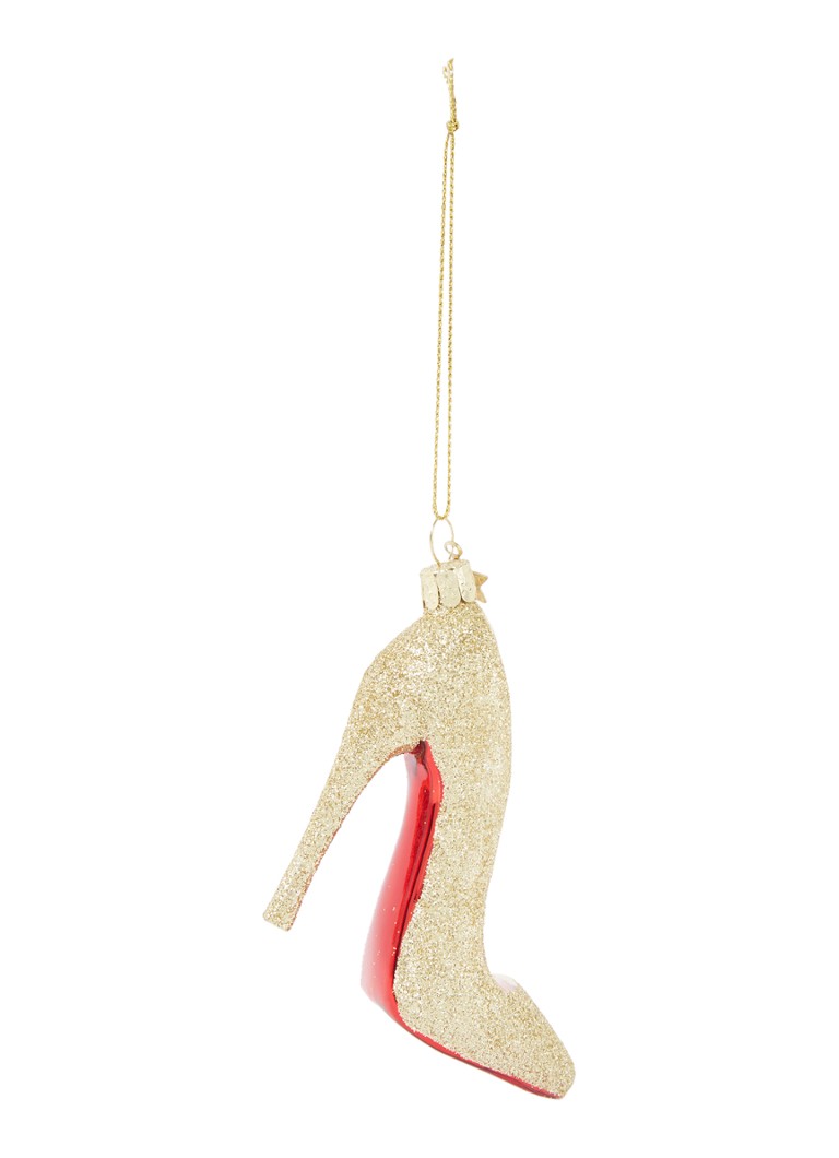 Vondels - Glitter High Heel Shoe kersthanger 10 cm - Goud
