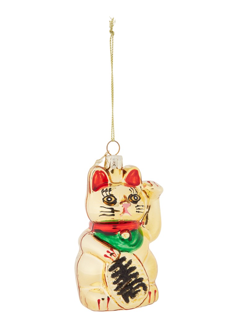 Vondels - Gold Lucky Cat kersthanger 10 cm - Goud