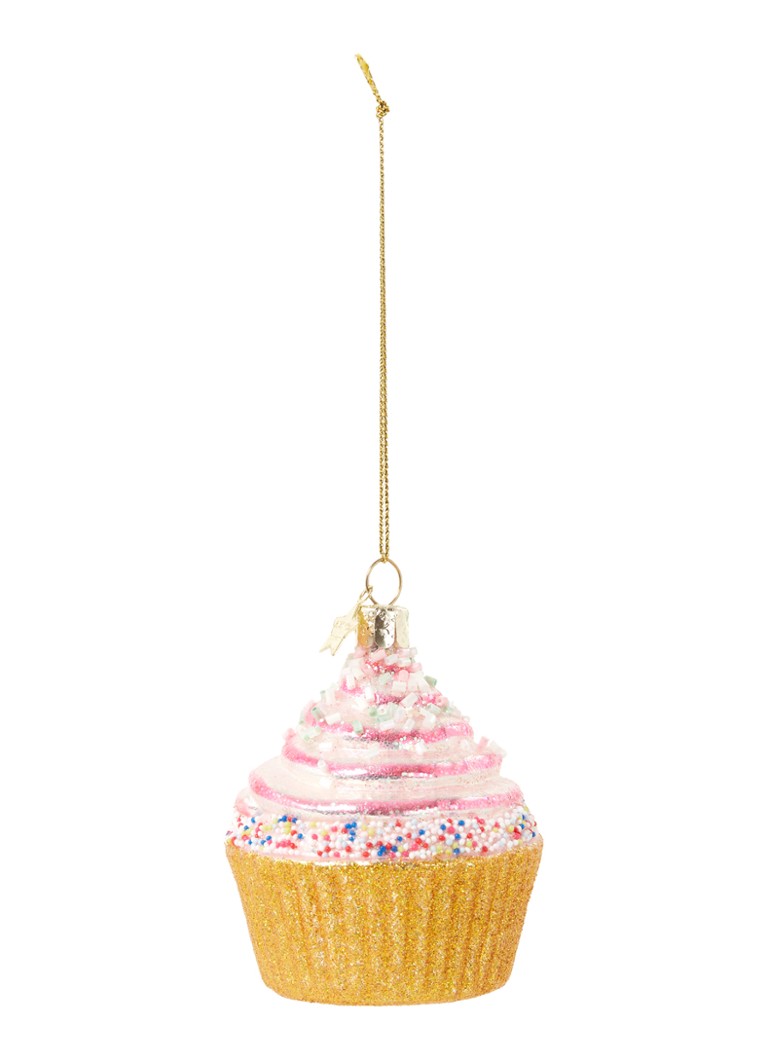 Vondels - Multi Discodip Cupcake kersthanger 8 cm - Roze