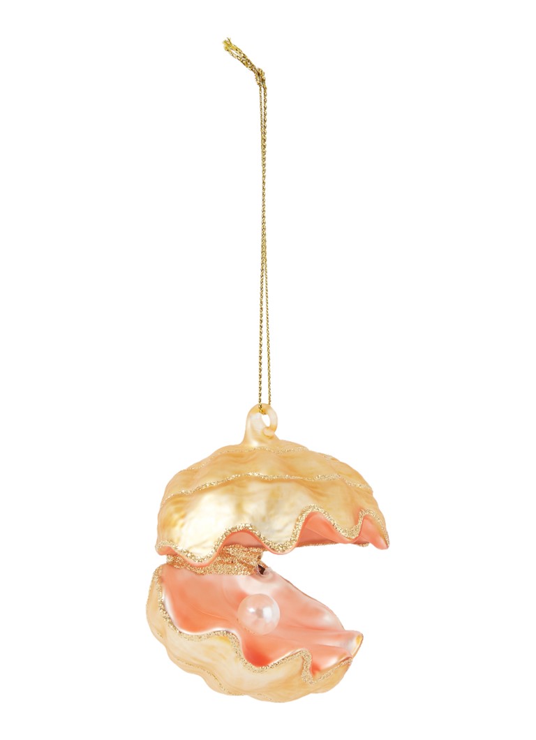 Vondels - Oyster Pearl kersthanger 7 cm - Zalmroze