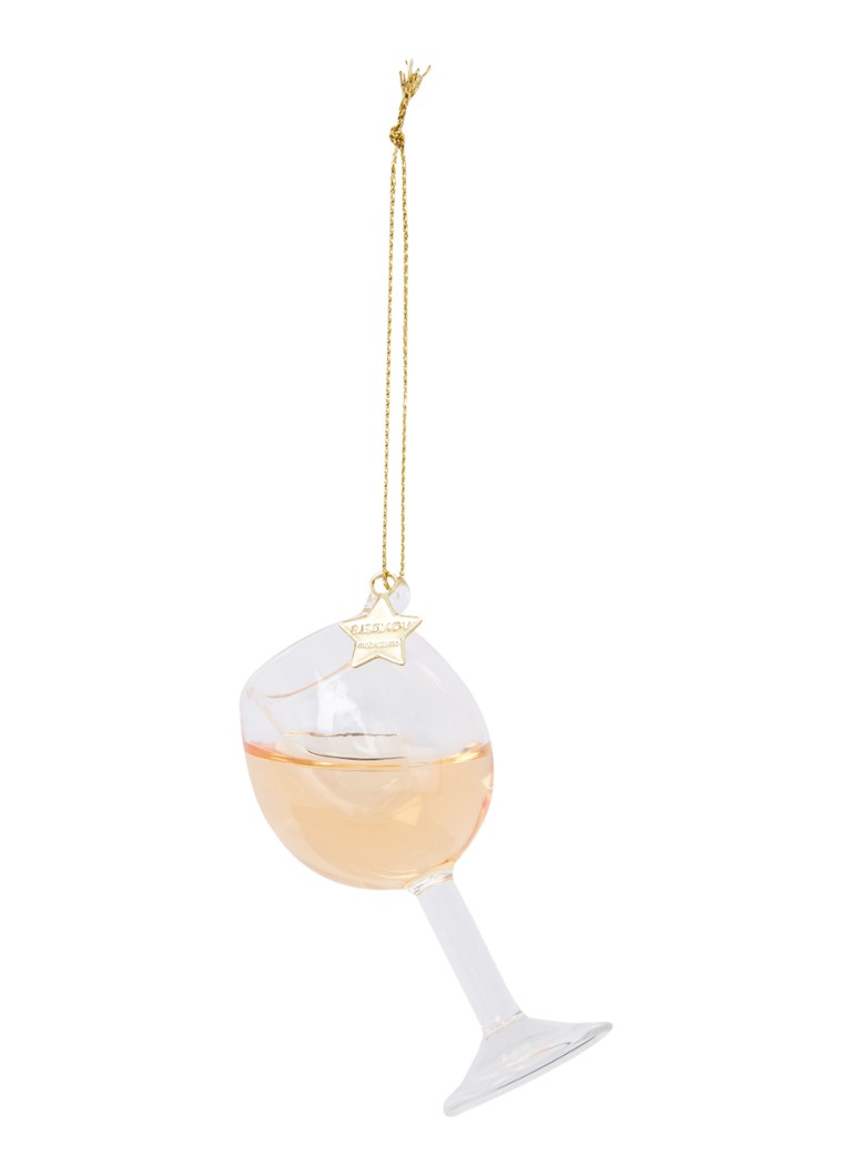 Vondels - Rose Wine Glass kersthanger 8 cm - Lichtoranje
