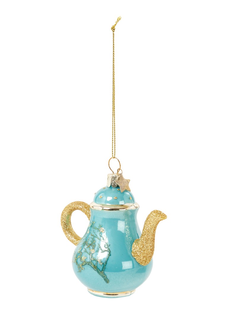 Vondels - Van Gogh Blossom Blue Teapot kersthanger 10 cm - Blauw