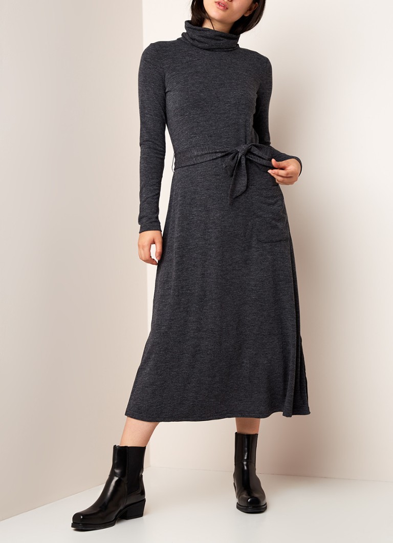 Warehouse - Maxi-jurk met strikceintuur - Donkergrijs