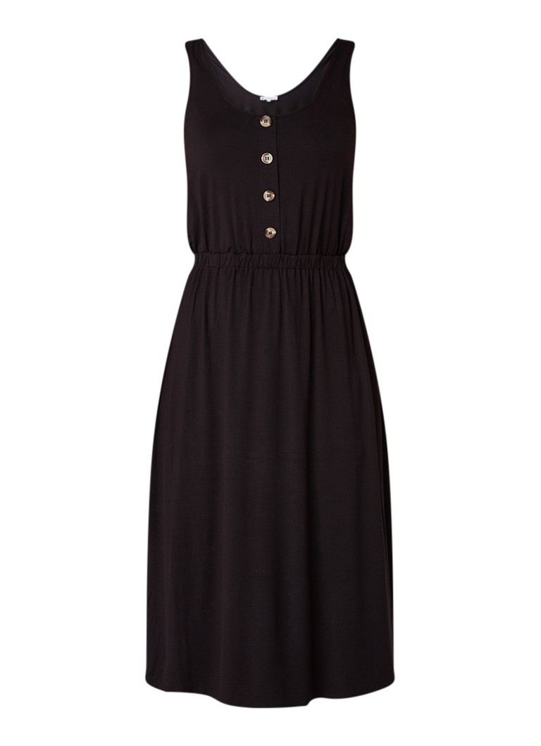 Warehouse Midi Jurk Met Decoratieve Knopen Diepzwart De Bijenkorf