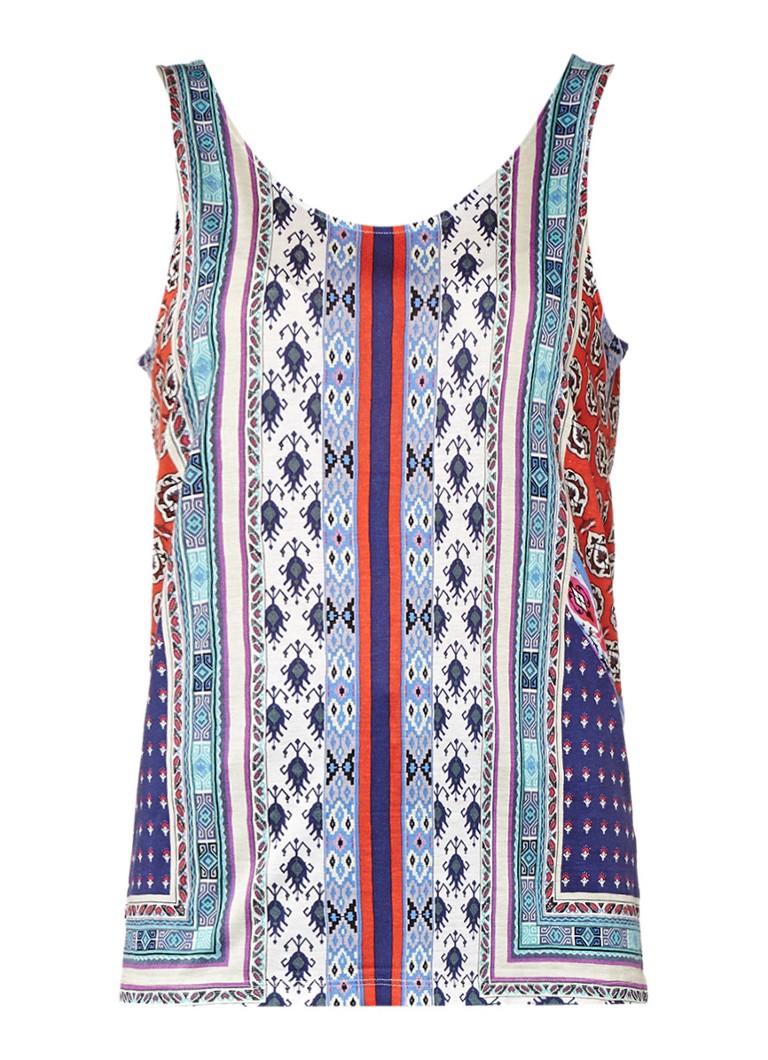 Warehouse Singlet Met Lage Rug En Aztec Print Multicolor De