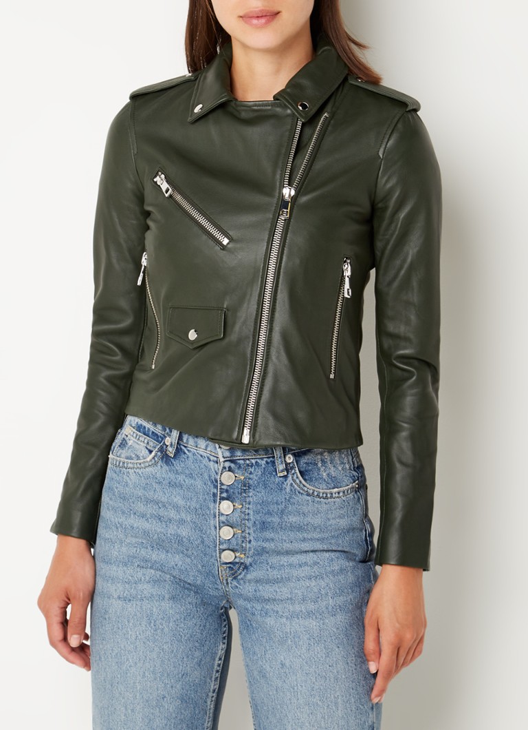 Goosecraft Julia bikerjack van schapenleer met ritsdetails • Zwart • de
