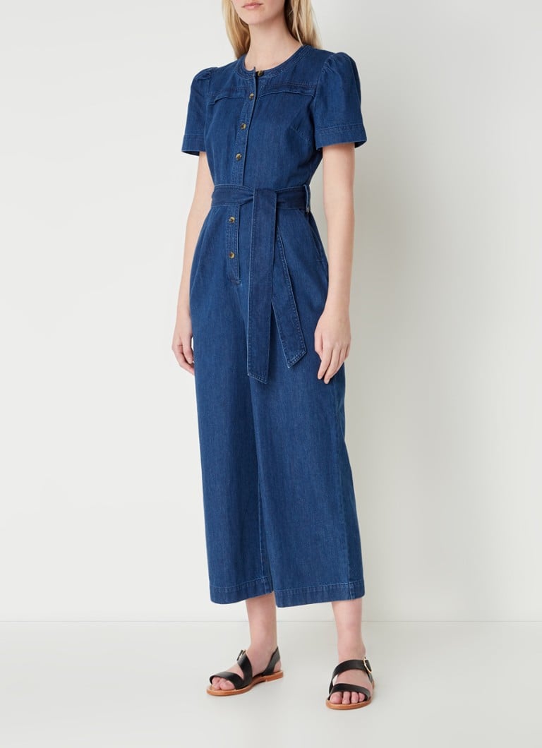 Whistles Alana loose fit cropped jumpsuit van denim • Indigo • de Bijenkorf
