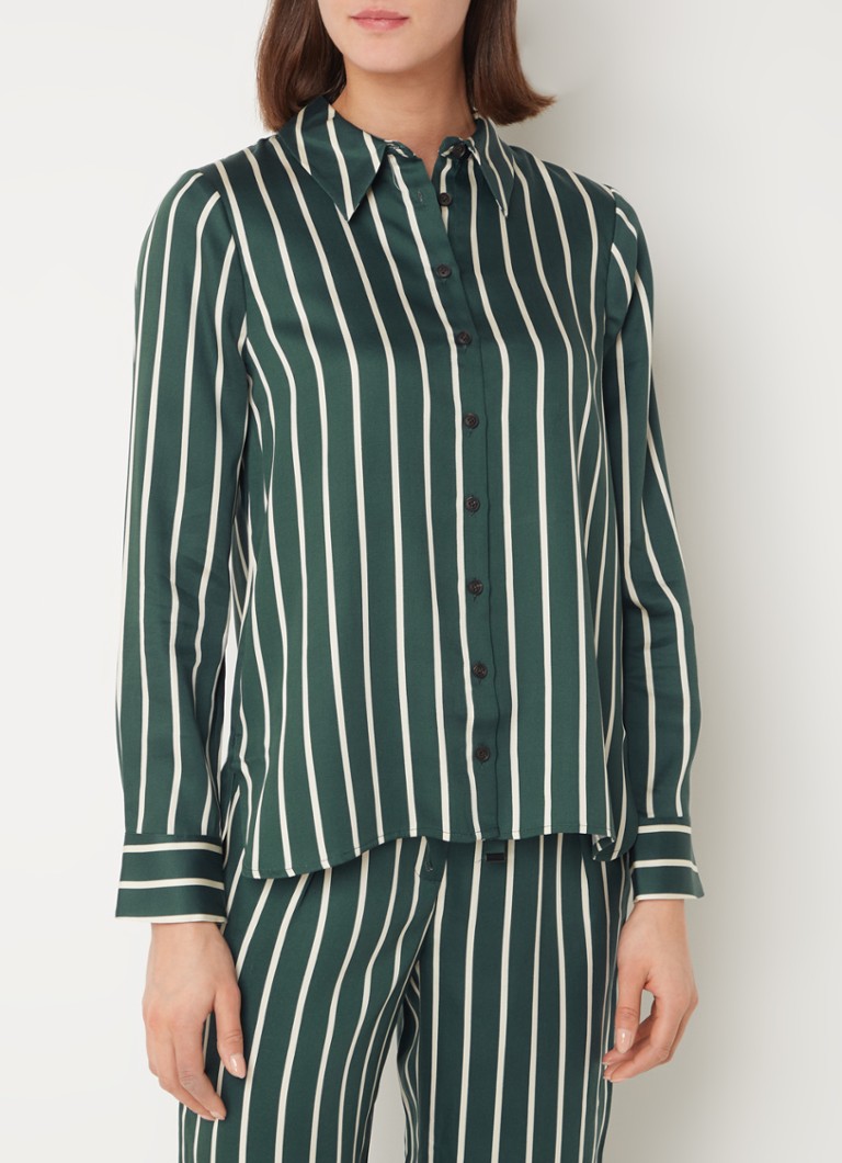Whistles Alex blouse van lyocell met streepprint • Donkergroen • de