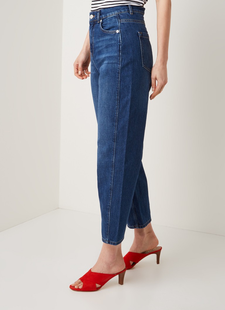 Whistles Barrel high waist tapered fit cropped jeans met medium washing