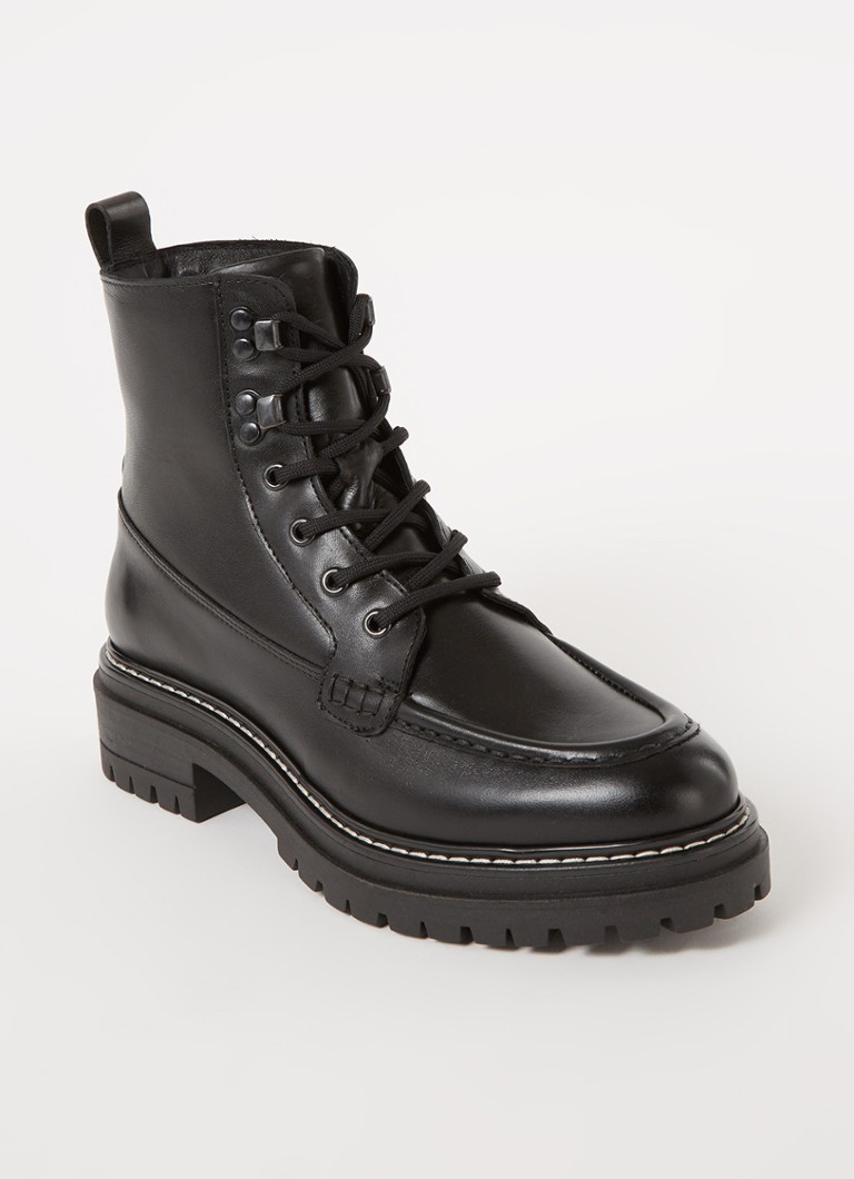 Whistles Bexley biker boot van leer • Zwart • de Bijenkorf